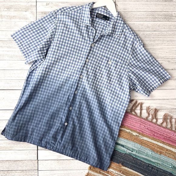 Polo by Ralph Lauren Camp Collar Ombré Gingham Plaid Shirt - Custom Dyed - Picture 3 of 15